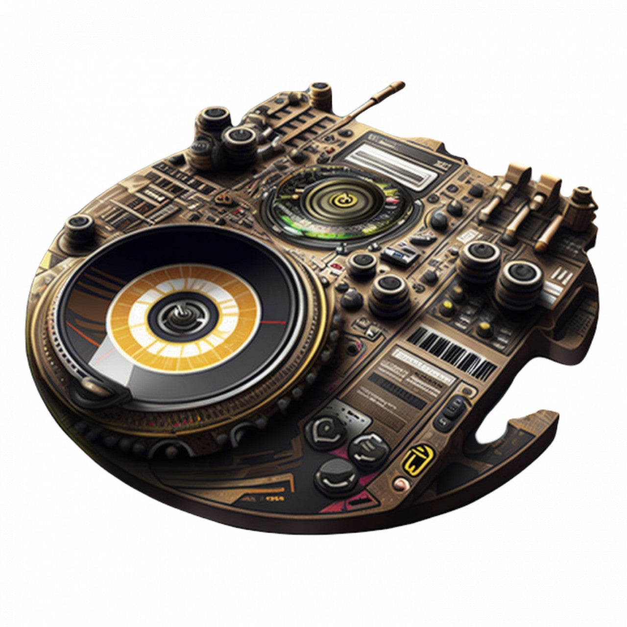 Set 5 bucati, Sticker decorativ, Masa de mixaj dj, Rezistent la apa, NO9997, 6 cm, Multicolor