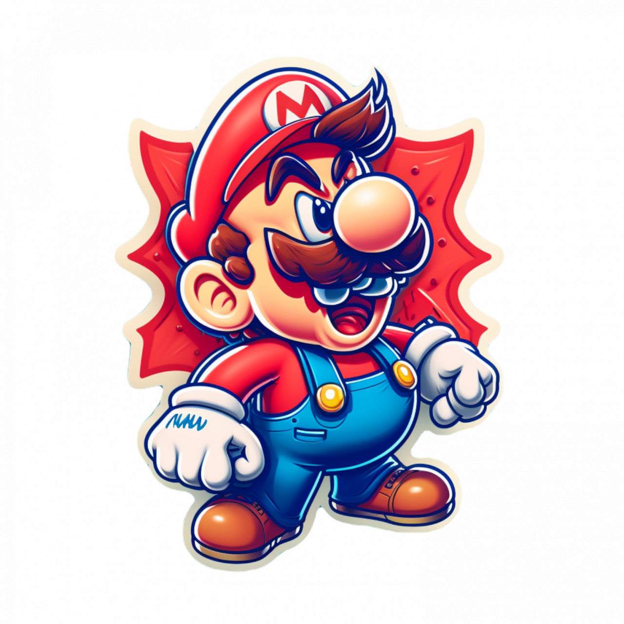 Set 5 bucati, Sticker decorativ, Mascota Mario Bros, Rezistent la apa, NO10001, 6 cm, Multicolor