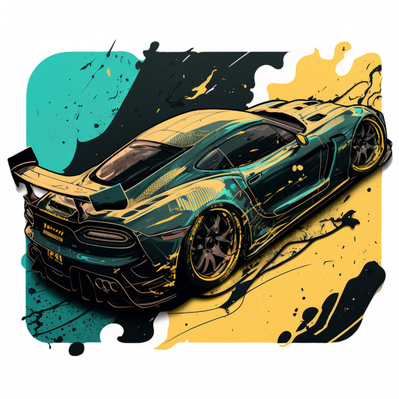 Set 5 bucati, Sticker decorativ, Masina de curse metalizata, Rezistent la apa, NO10003, 6 cm, Multicolor