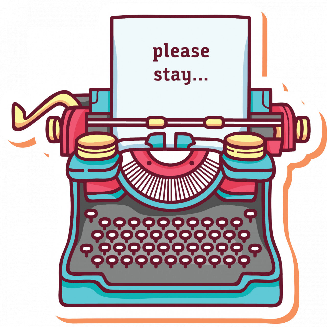 Set 5 bucati, Sticker decorativ, Masina de scris, Rezistent la apa, NO10008, 6 cm, Multicolor