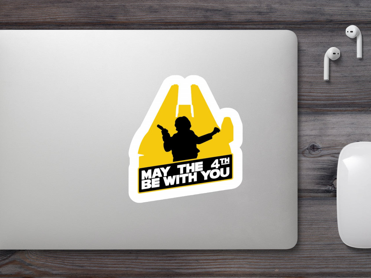Set 5 bucati, Sticker decorativ, May the 4th be with you, Rezistent la apa, NO10016, 6 cm, Multicolor