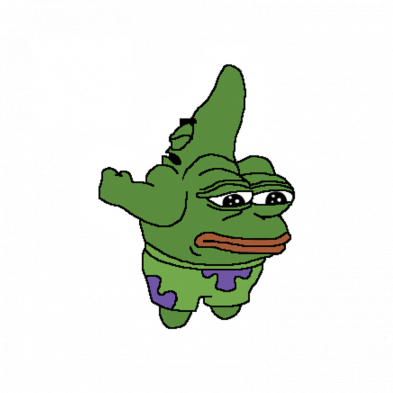 Set 5 bucati, Sticker decorativ, Meme Patrick Star Mr in rucsac cu suparatul Pepe the Frong, Rezistent la apa, NO10041, 6 cm, Multicolor