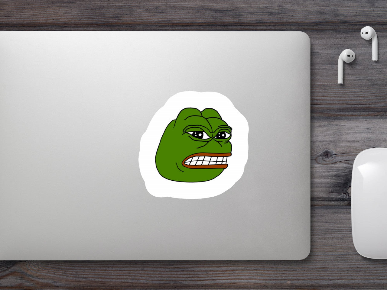 Set 5 bucati, Sticker decorativ, Meme Pepe the Frog nervos, Rezistent la apa, NO10048, 6 cm, Multicolor