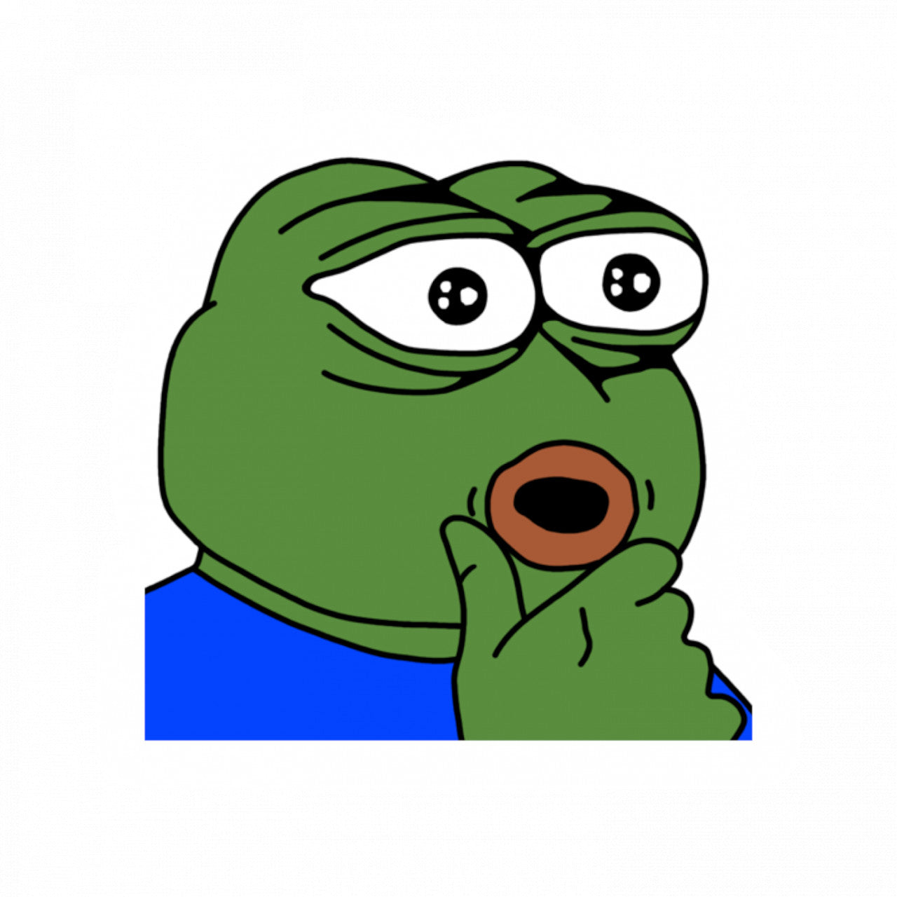 Set 5 bucati, Sticker decorativ, Meme Pepe the Frog uimit, Rezistent la apa, NO10049, 6 cm, Multicolor