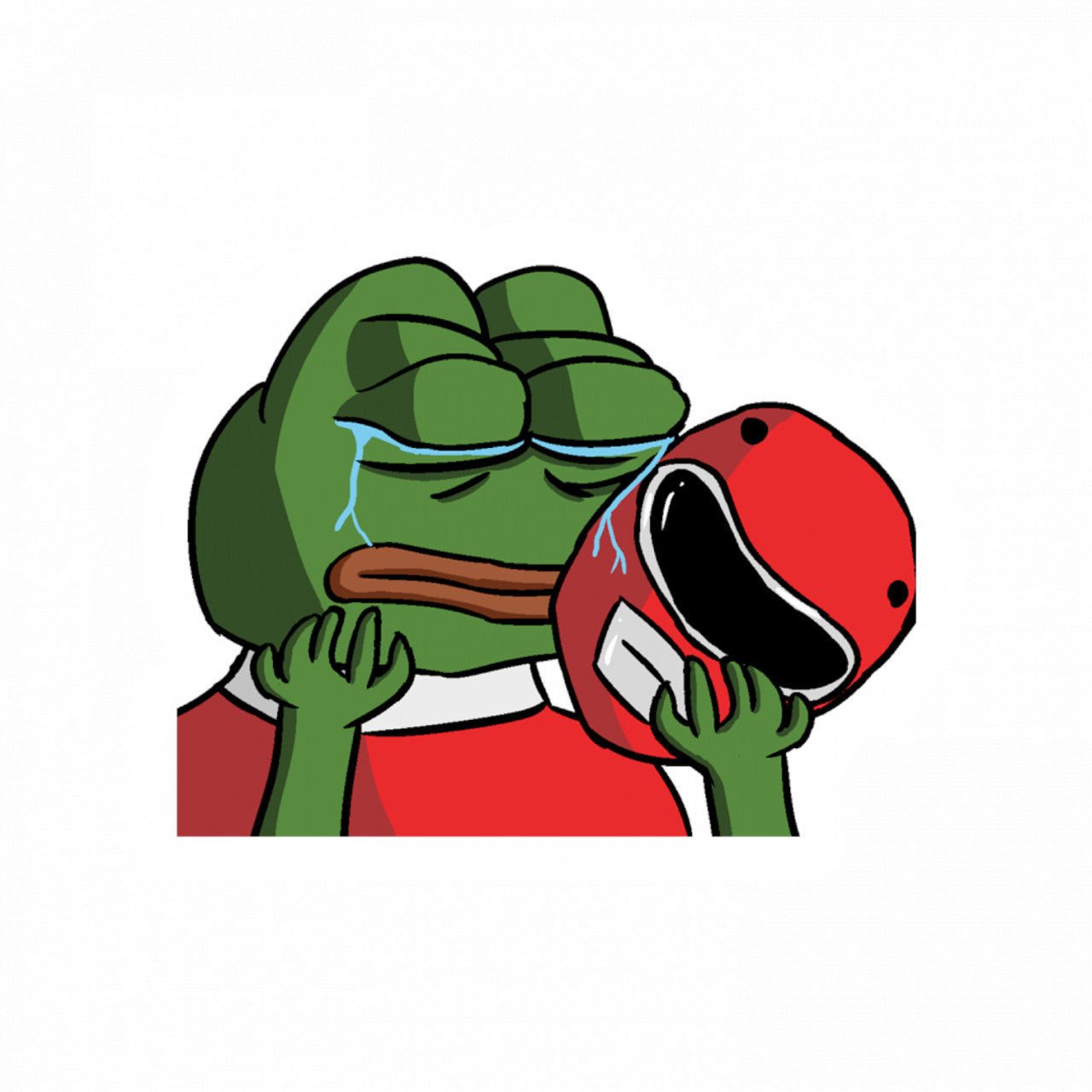 Set 5 bucati, Sticker decorativ, Meme Pepe the Frong Power Rangers suparat, Rezistent la apa, NO10052, 6 cm, Multicolor