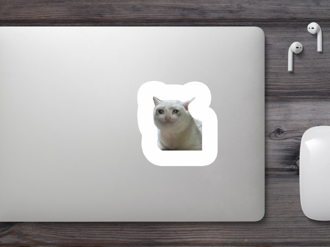 Set 5 bucati, Sticker decorativ, Meme Pisica plangacioasa, Rezistent la apa, NO10055, 6 cm, Multicolor