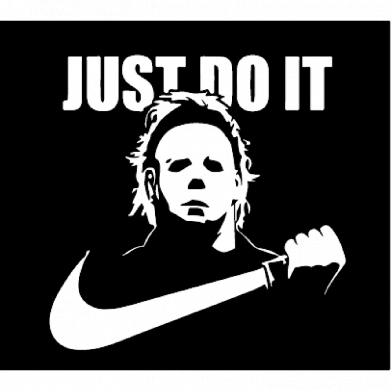Set 5 bucati, Sticker decorativ, Michael Myers Just Do It, Rezistent la apa, NO8089, 6 cm, Multicolor