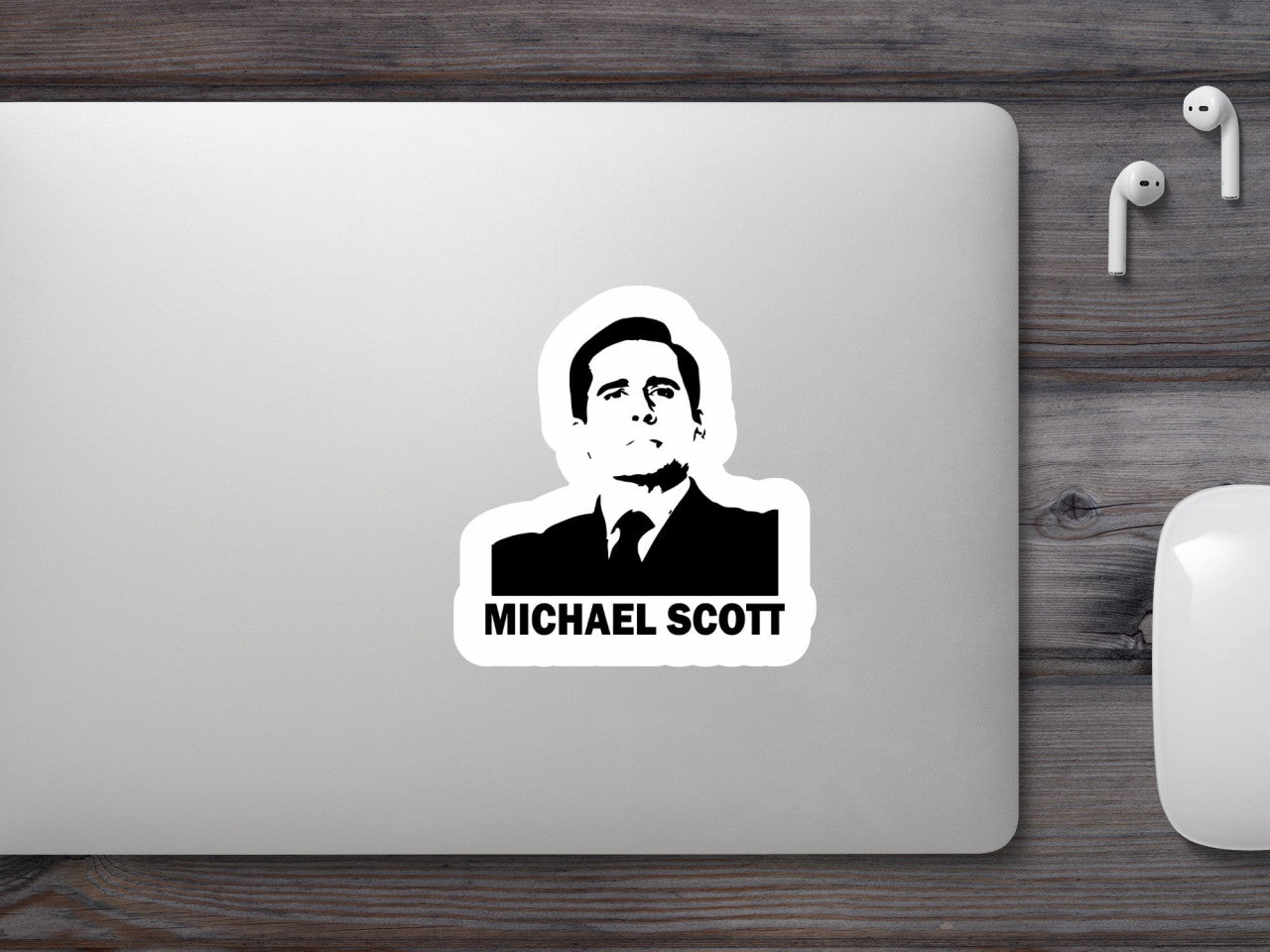 Set 5 bucati, Sticker decorativ, Michael Scott The Office, Rezistent la apa, NO8091, 6 cm, Multicolor