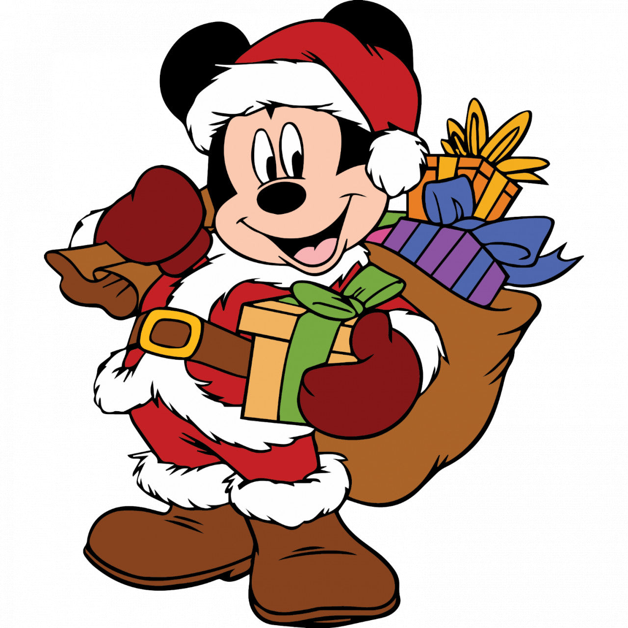 Set 5 bucati, Sticker decorativ, Mickey inainte de craciun, Rezistent la apa, NO8097, 6 cm, Multicolor