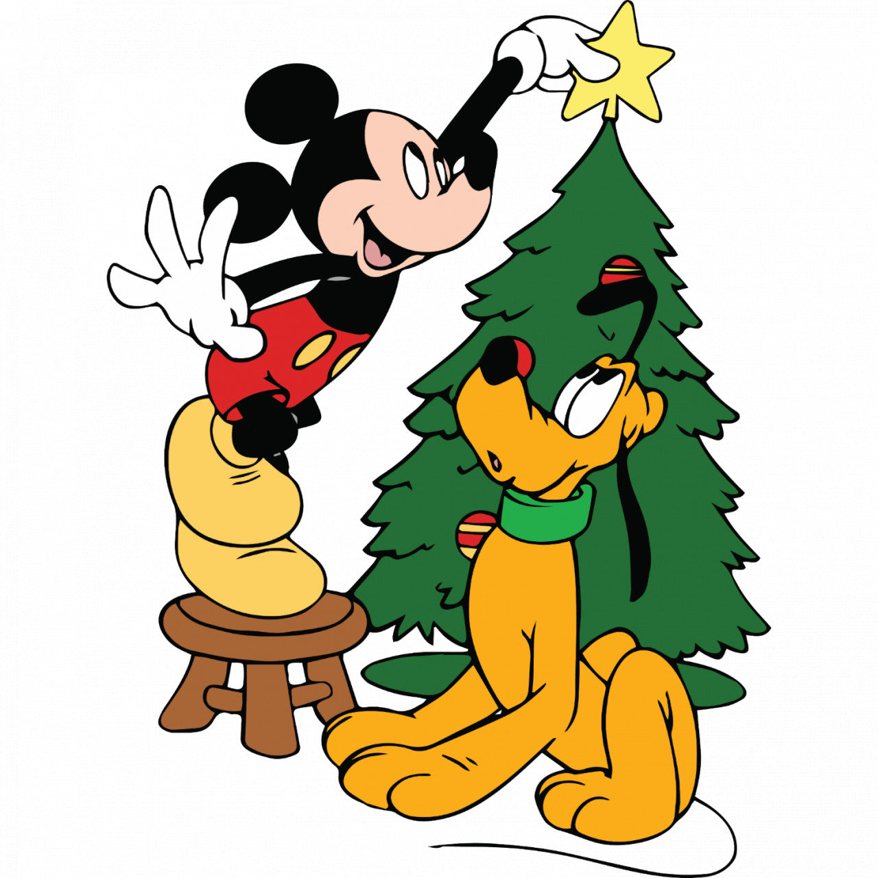 Set 5 bucati, Sticker decorativ, Mickey Mouse face bradul, Rezistent la apa, NO8109, 6 cm, Multicolor