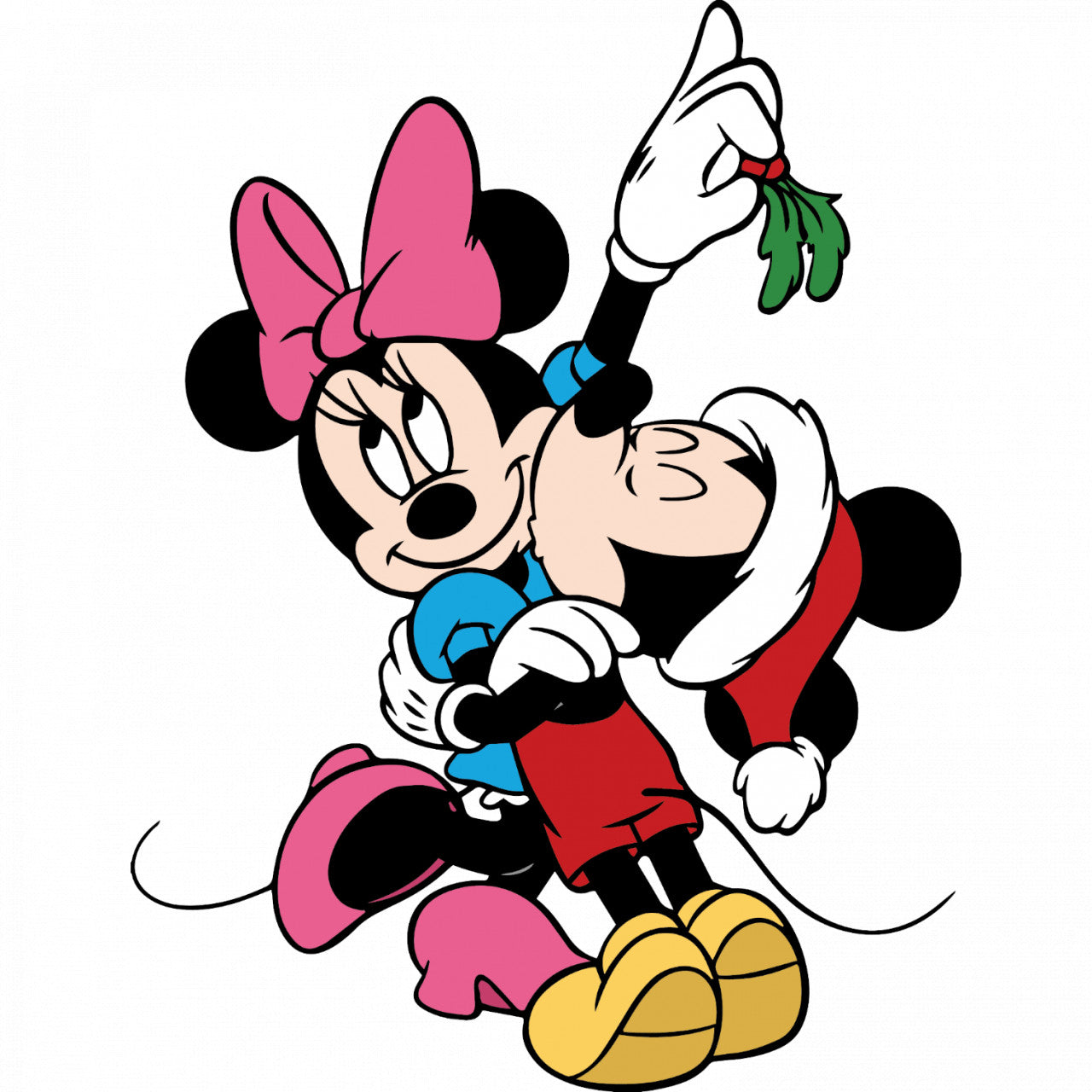 Set 5 bucati, Sticker decorativ, Mickey o pupa pe Minnie, Rezistent la apa, NO8122, 6 cm, Multicolor