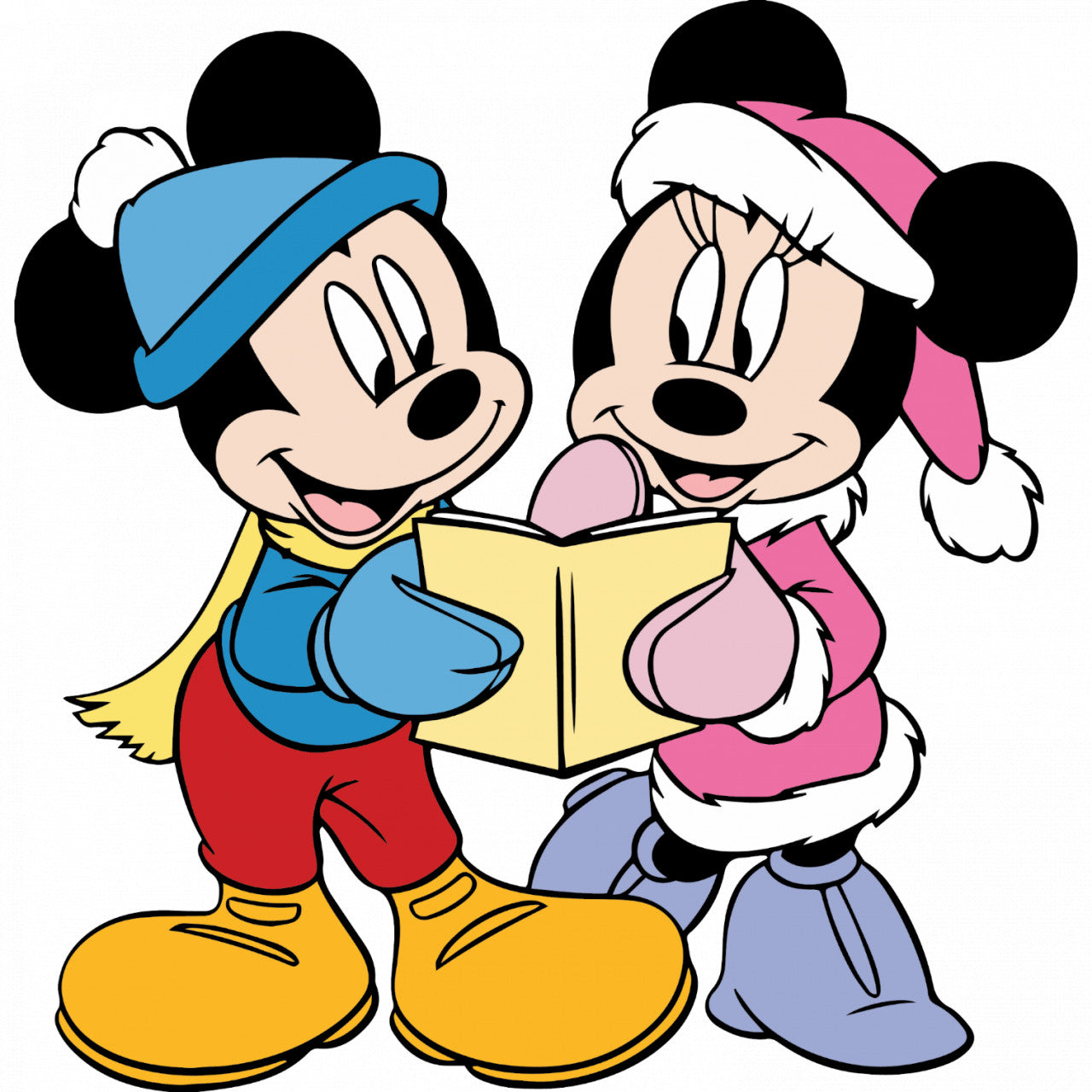 Set 5 bucati, Sticker decorativ, Mickey si Minnie citesc, Rezistent la apa, NO8123, 6 cm, Multicolor