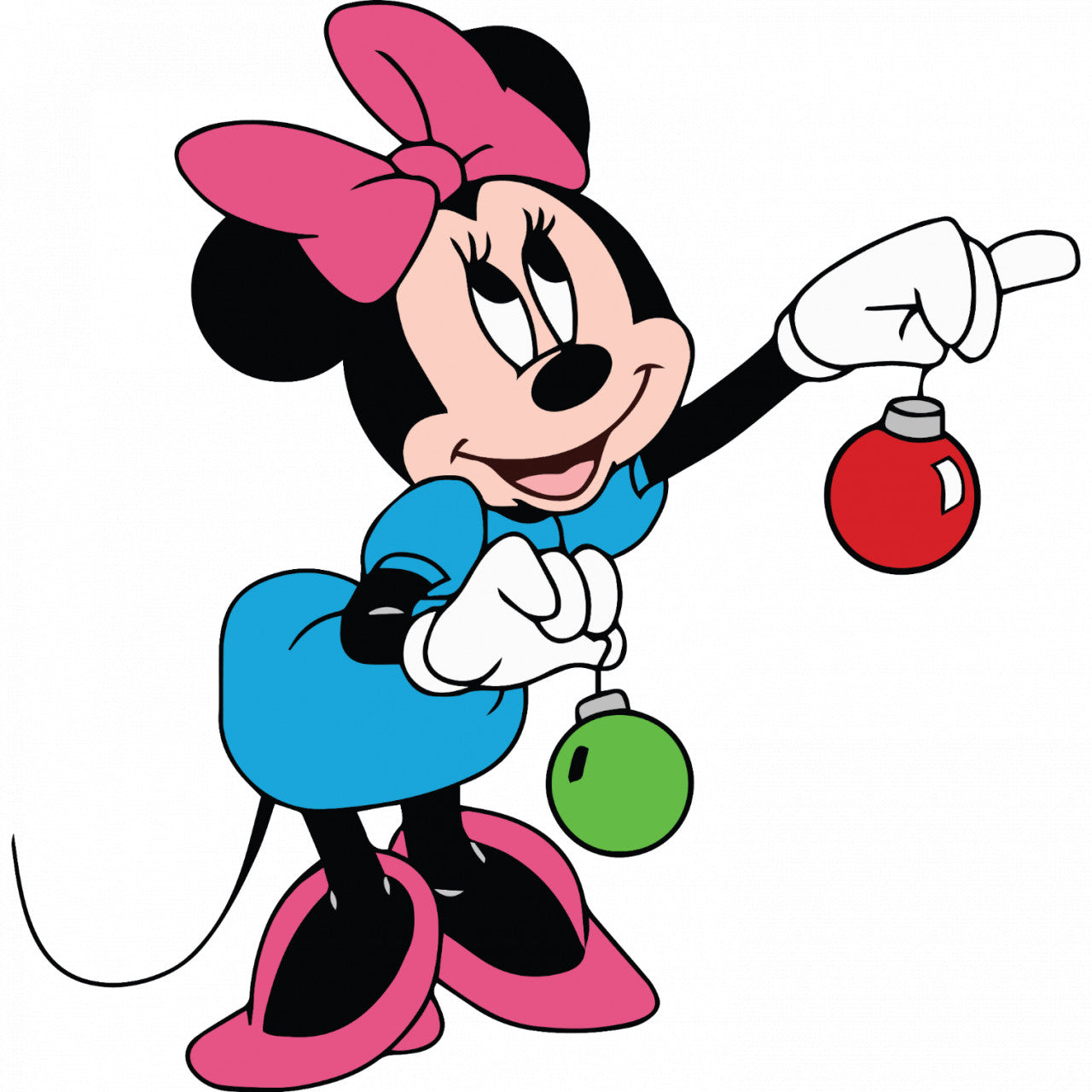 Set 5 bucati, Sticker decorativ, Minnie Mouse aranjeaza globuri, Rezistent la apa, NO8147, 6 cm, Multicolor