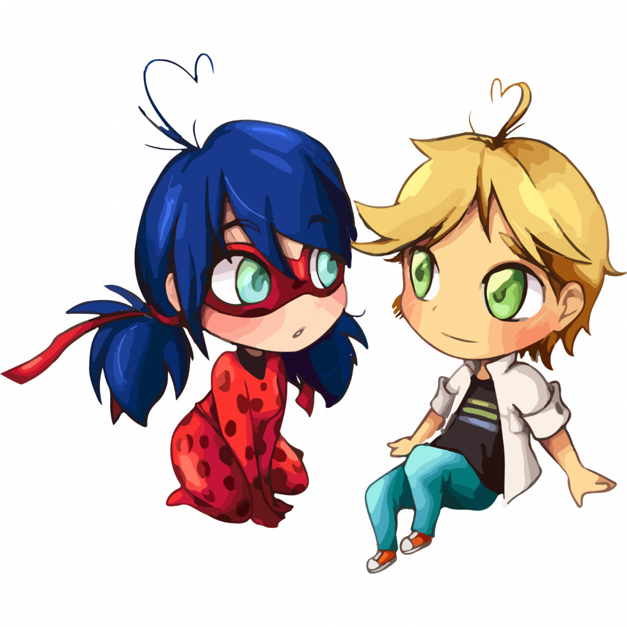 Set 5 bucati, Sticker decorativ, Miraculous Ladybug si Adrien, Rezistent la apa, NO8168, 6 cm, Multicolor