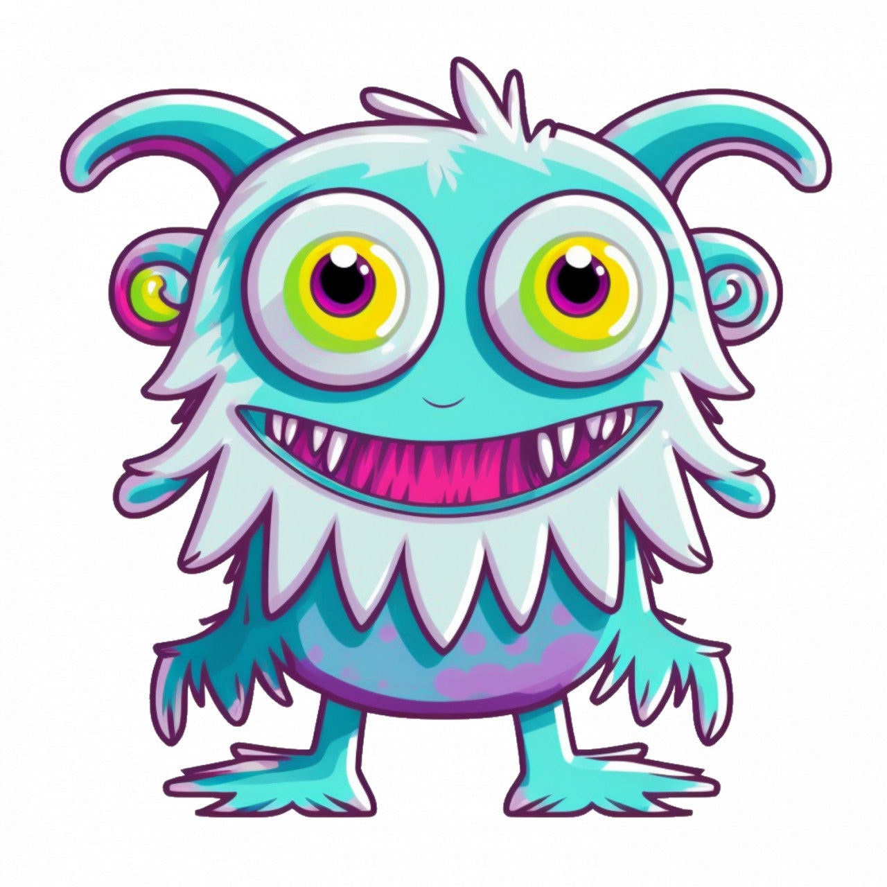 Set 5 bucati, Sticker decorativ, Monstrul fericirii, Rezistent la apa, NO8182, 6 cm, Multicolor