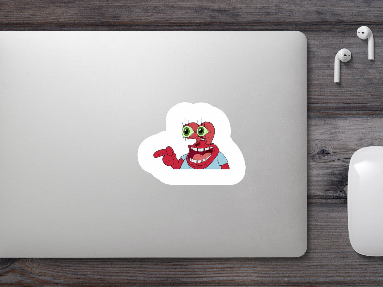 Set 5 bucati, Sticker decorativ, Mr. Krabs razand Meme, Rezistent la apa, NO8191, 6 cm, Multicolor