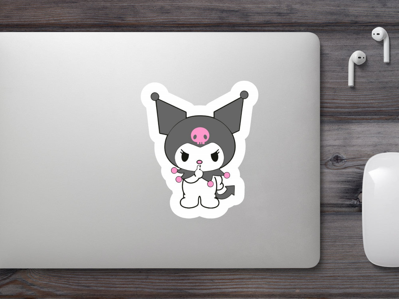 Set 5 bucati, Sticker decorativ, My Melody Kuromi furioasa, Rezistent la apa, NO8231, 6 cm, Multicolor