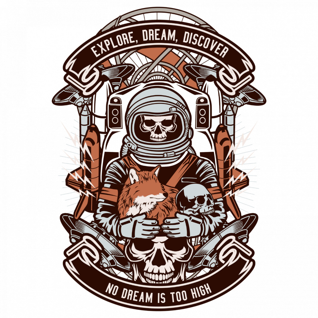 Set 5 bucati, Sticker decorativ, No dream is too high, Rezistent la apa, NO8254, 6 cm, Multicolor