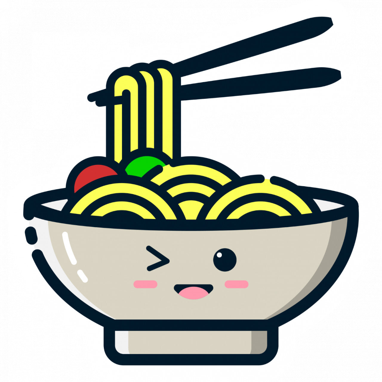 Set 5 bucati, Sticker decorativ, Noodles, Rezistent la apa, NO8260, 6 cm, Multicolor