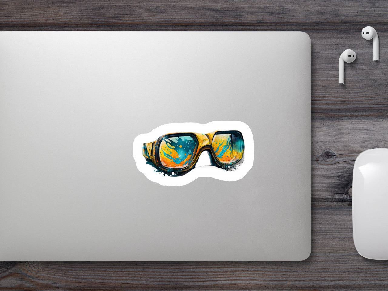 Set 5 bucati, Sticker decorativ, Ochelari de navigare, Rezistent la apa, NO8270, 6 cm, Multicolor