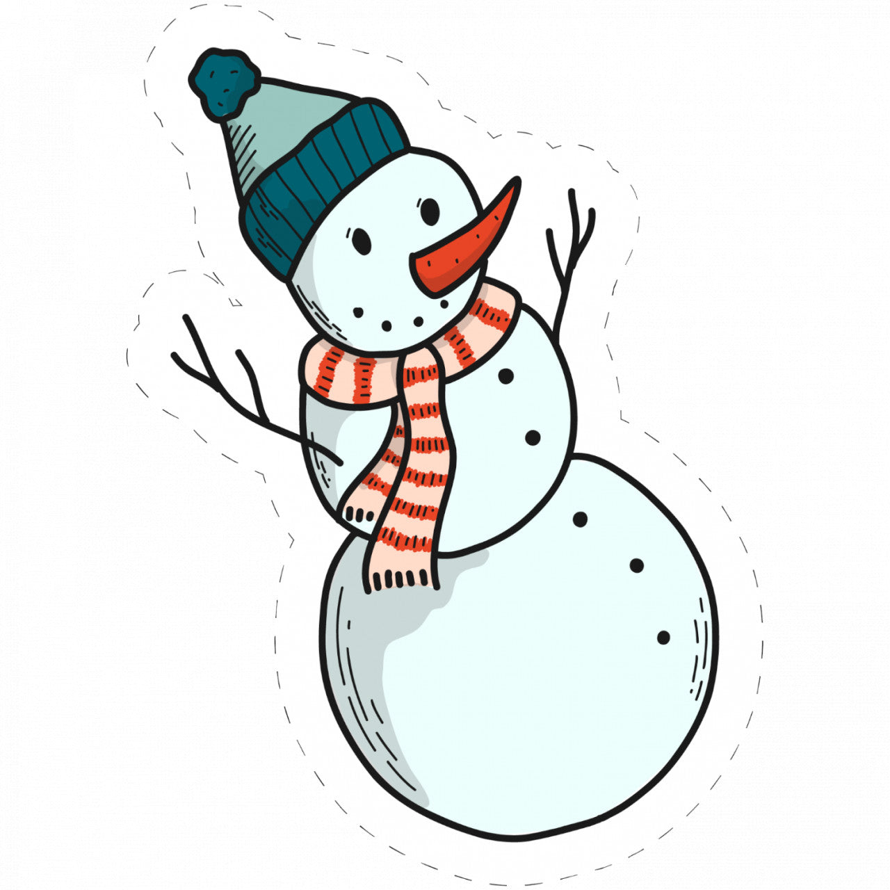 Set 5 bucati, Sticker decorativ, Om de zapada cu fular si caciulita, Rezistent la apa, NO8278, 6 cm, Multicolor