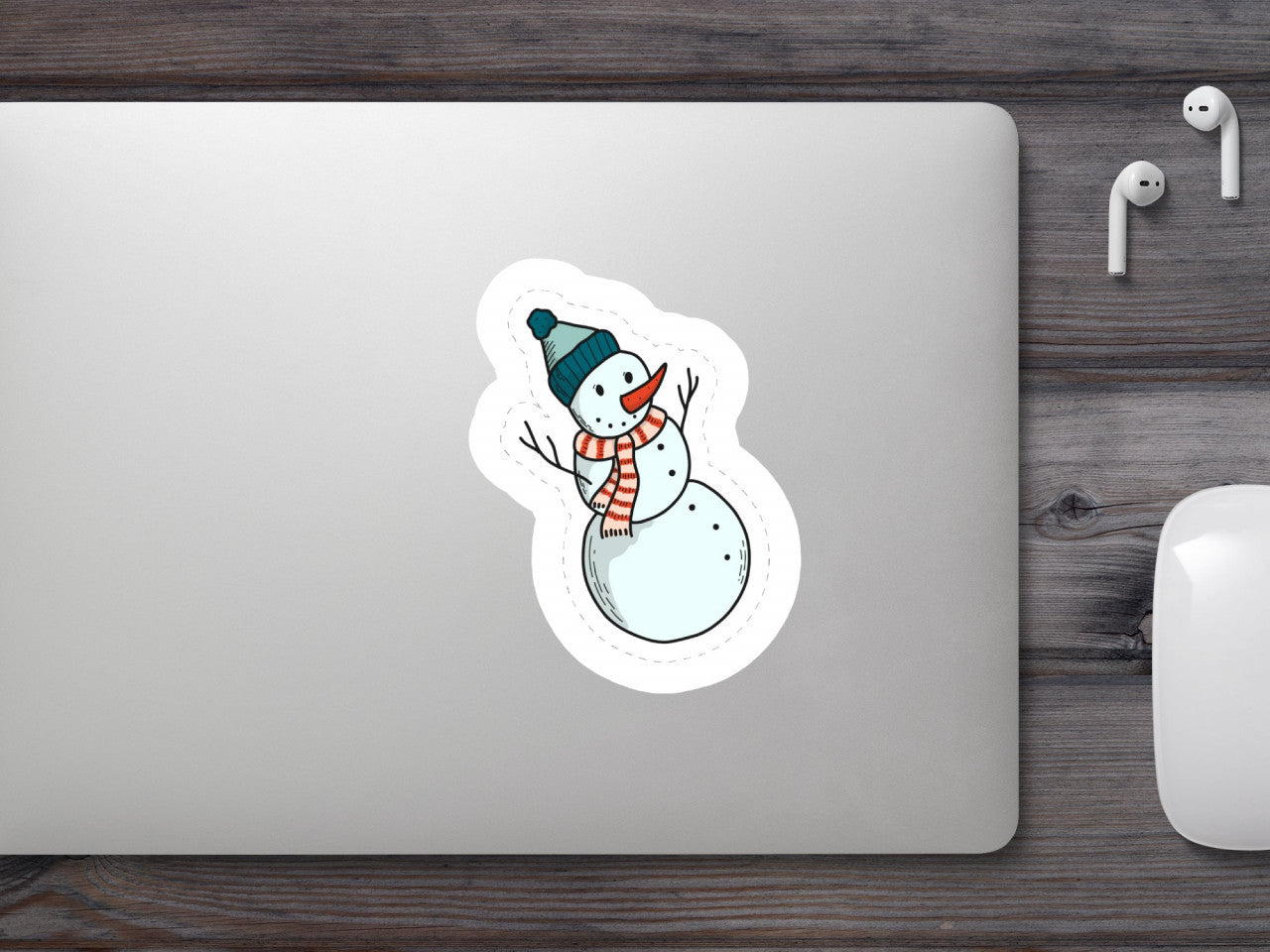 Set 5 bucati, Sticker decorativ, Om de zapada cu fular si caciulita, Rezistent la apa, NO8278, 6 cm, Multicolor