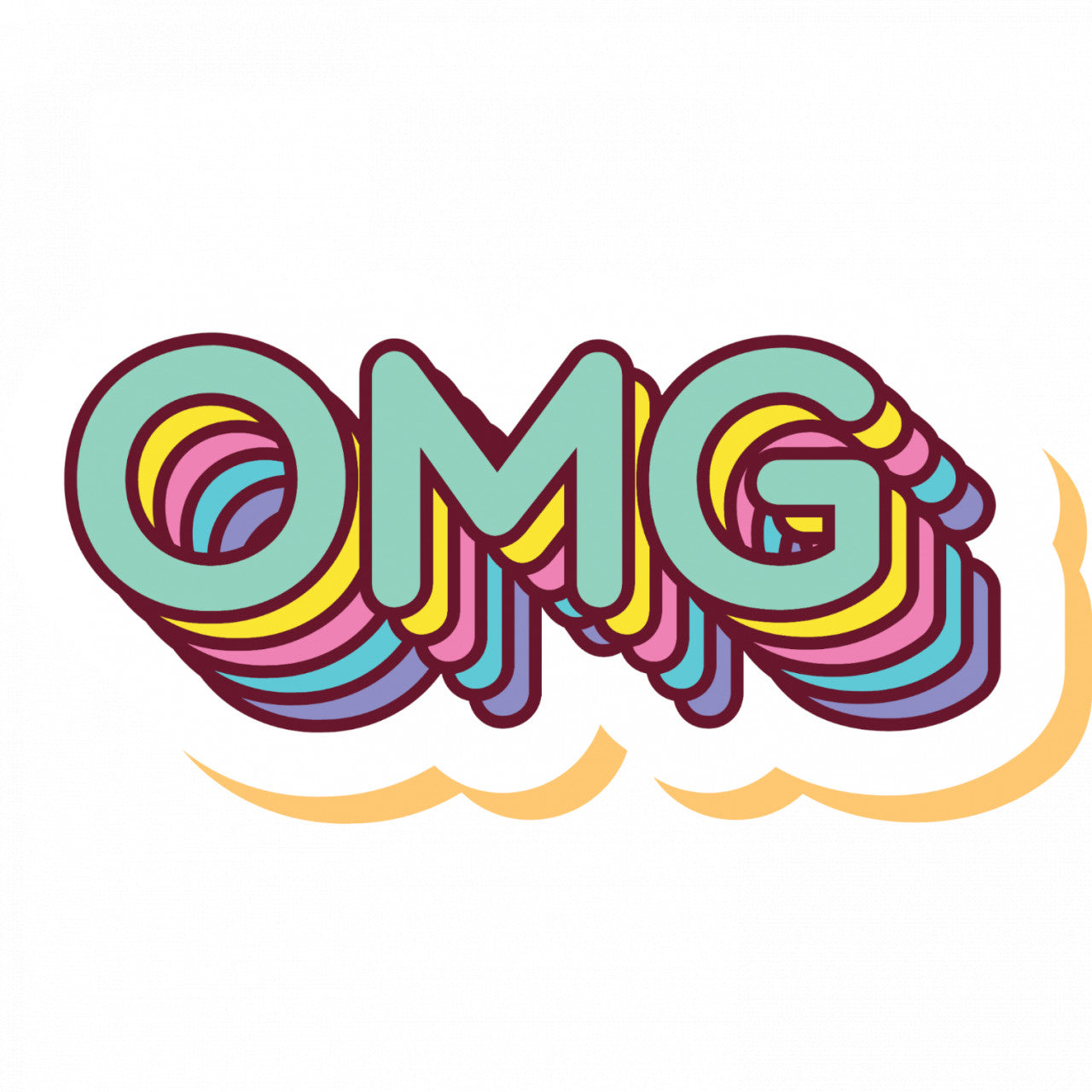 Set 5 bucati, Sticker decorativ, OMG, Rezistent la apa, NO8281, 6 cm, Multicolor