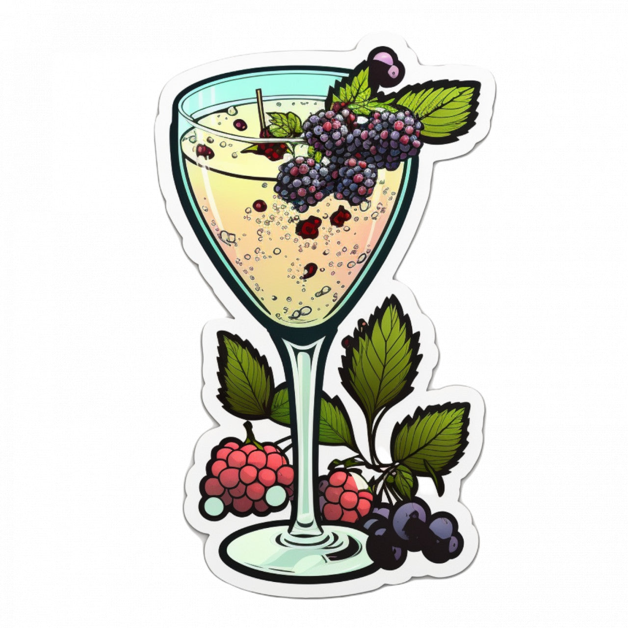 Set 5 bucati, Sticker decorativ, Pahar cu socata, Rezistent la apa, NO10089, 6 cm, Multicolor