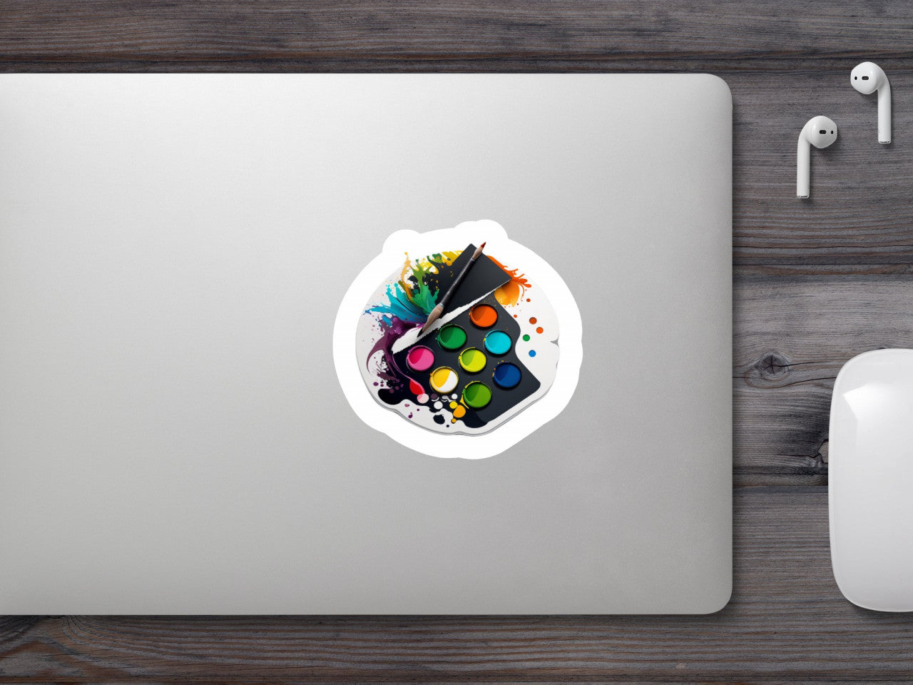 Set 5 bucati, Sticker decorativ, Paleta de pictura cu pensula dubla, Rezistent la apa, NO10097, 6 cm, Multicolor