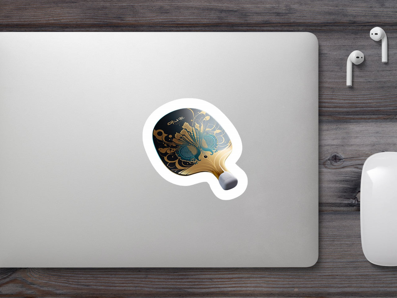 Set 5 bucati, Sticker decorativ, Paleta de tenis de masa, Rezistent la apa, NO10098, 6 cm, Multicolor