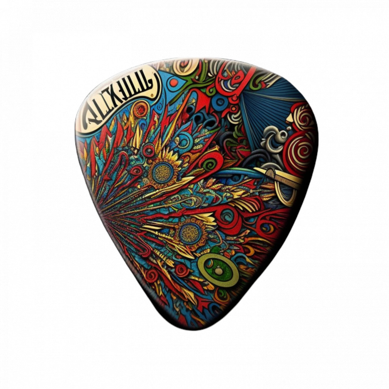 Set 5 bucati, Sticker decorativ, Pana pentru chitara, Rezistent la apa, NO10102, 6 cm, Multicolor