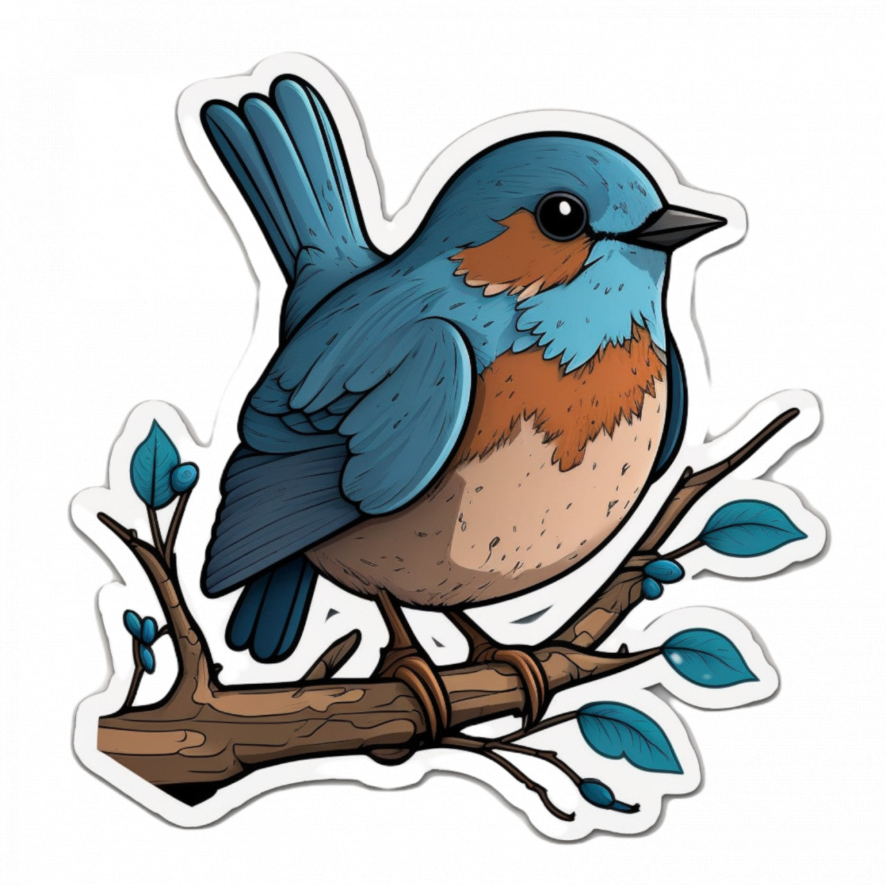 Set 5 bucati, Sticker decorativ, Pasare pe creanga, Rezistent la apa, NO10113, 6 cm, Multicolor