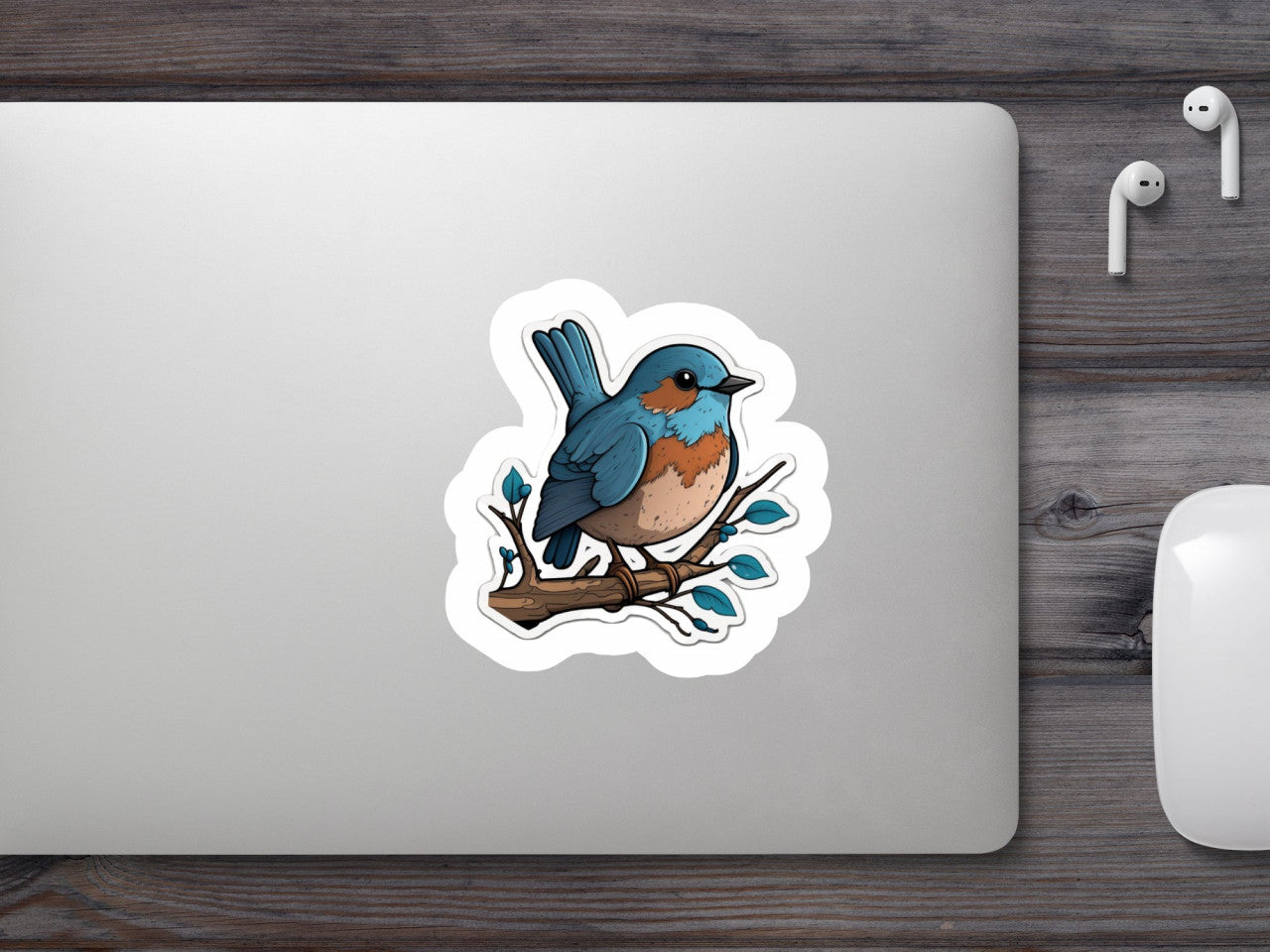 Set 5 bucati, Sticker decorativ, Pasare pe creanga, Rezistent la apa, NO10113, 6 cm, Multicolor