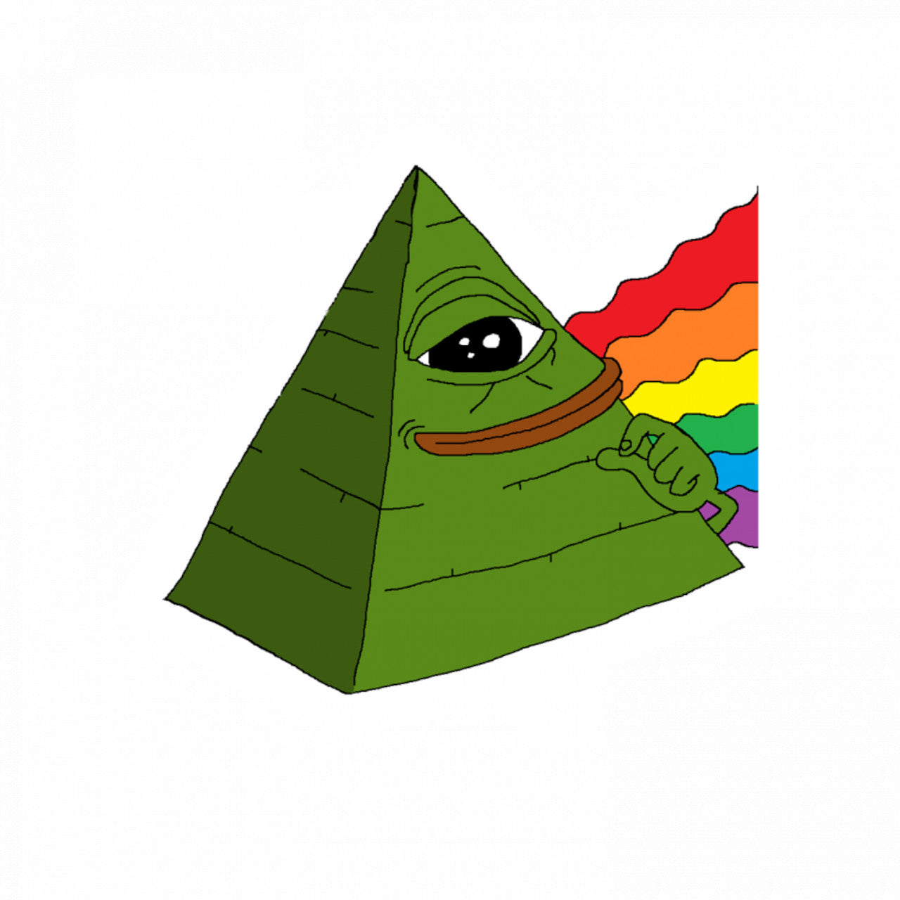 Set 5 bucati, Sticker decorativ, Pepe the Frog piramida, Rezistent la apa, NO10146, 6 cm, Multicolor