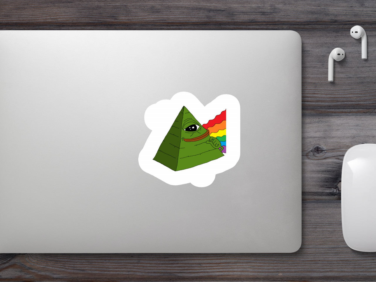 Set 5 bucati, Sticker decorativ, Pepe the Frog piramida, Rezistent la apa, NO10146, 6 cm, Multicolor