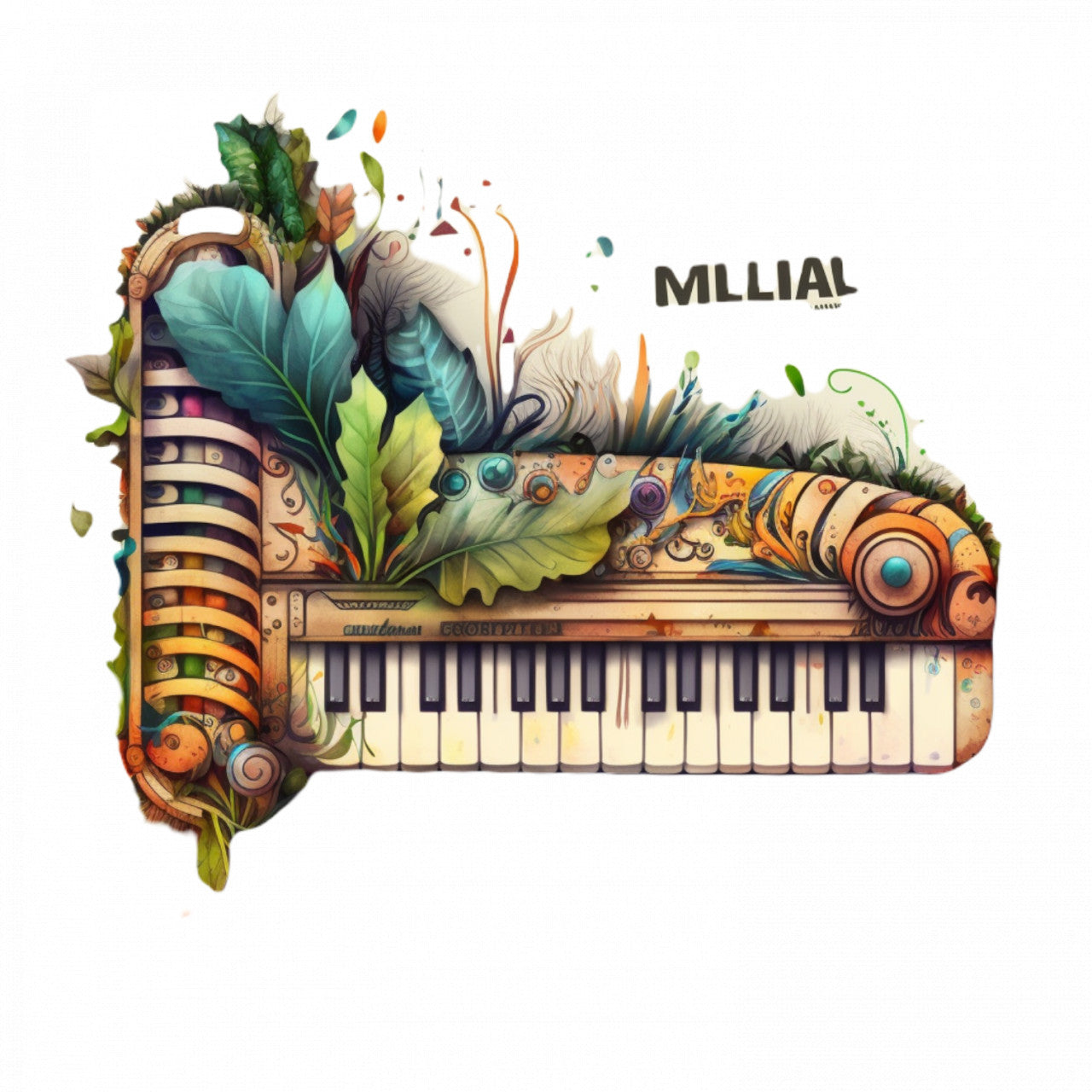 Set 5 bucati, Sticker decorativ, Pian cu frunze de stajar, Rezistent la apa, NO10156, 6 cm, Multicolor