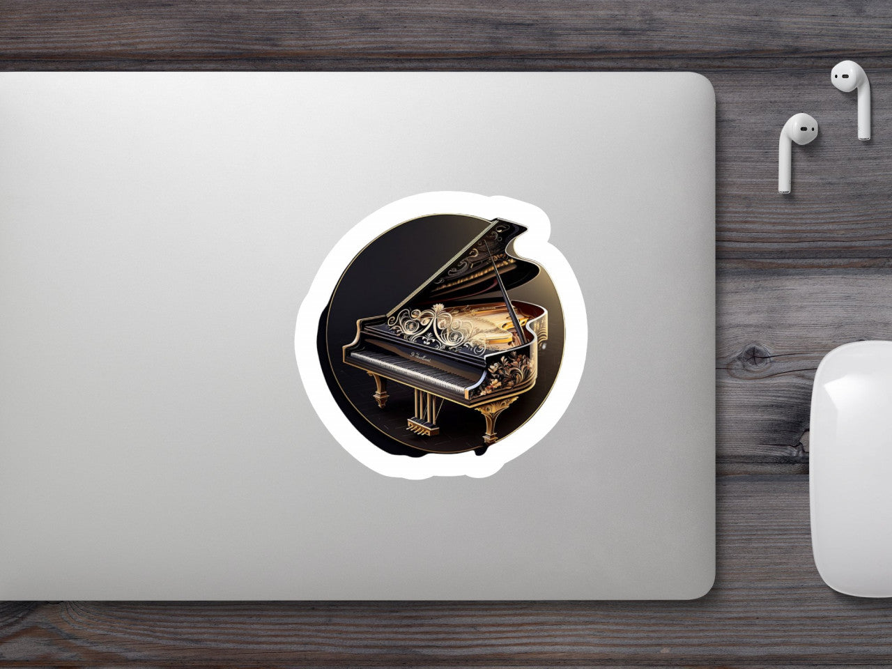 Set 5 bucati, Sticker decorativ, Pian cu motive baroc, Rezistent la apa, NO10157, 6 cm, Multicolor