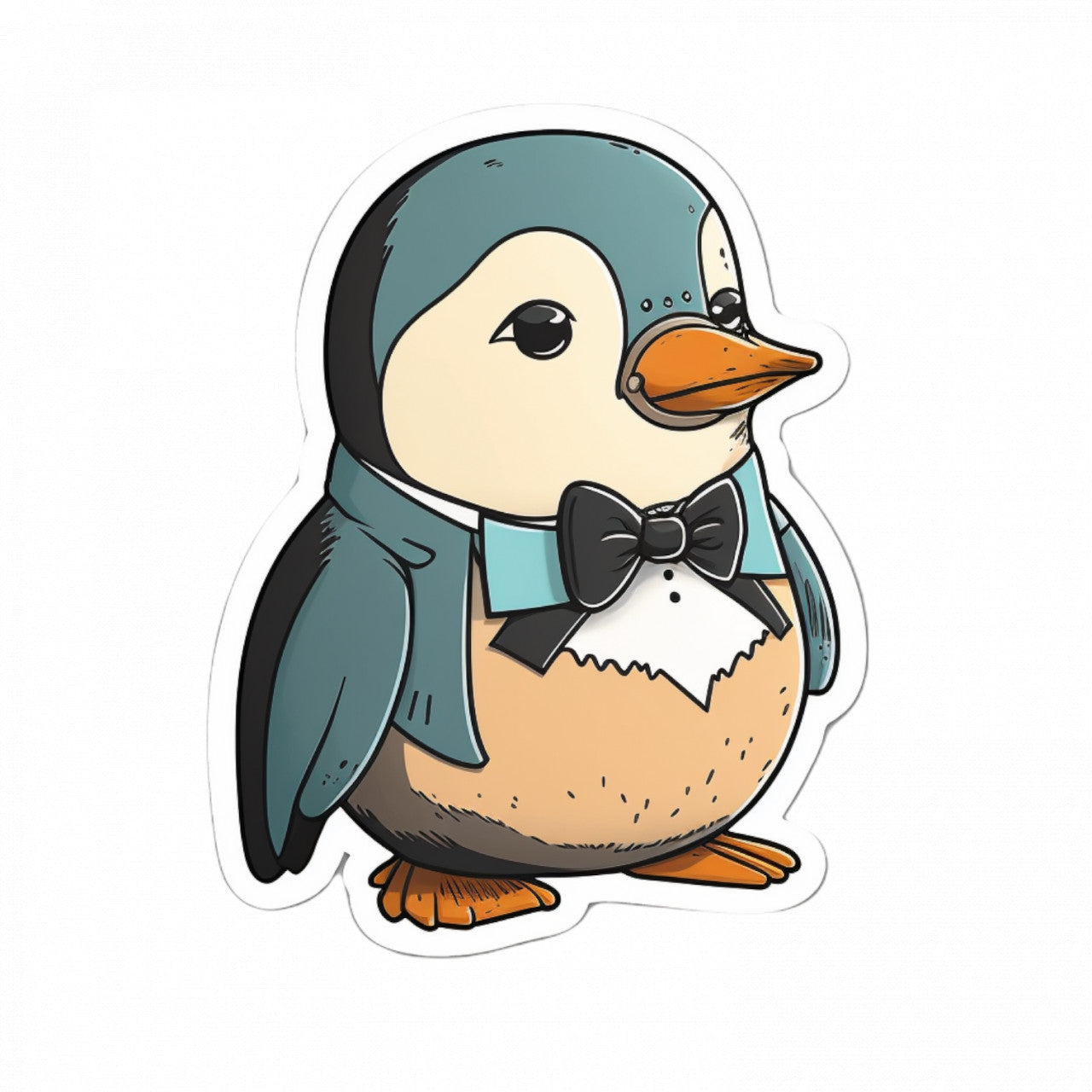 Set 5 bucati, Sticker decorativ, Pinguin cu papion, Rezistent la apa, NO10168, 6 cm, Multicolor