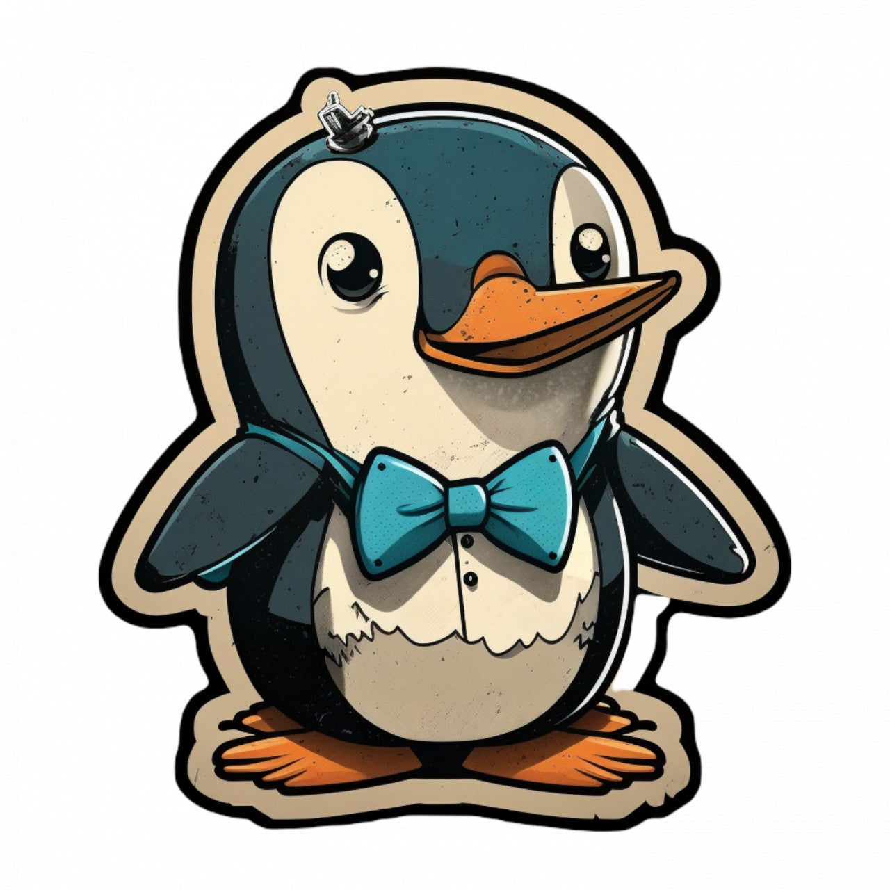 Set 5 bucati, Sticker decorativ, Pinguin fericit in frac, Rezistent la apa, NO10169, 6 cm, Multicolor