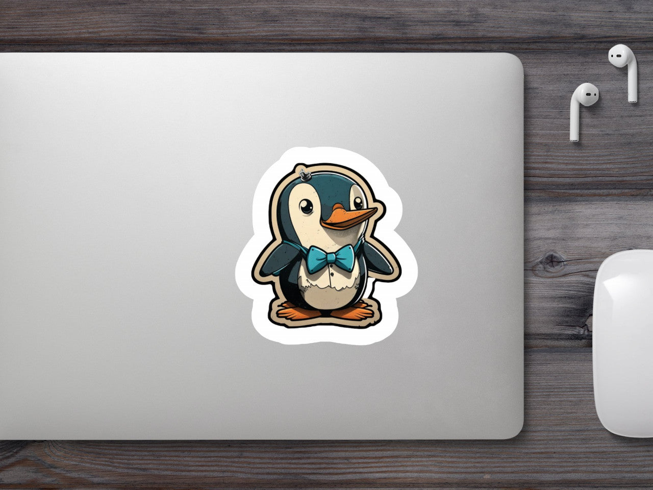 Set 5 bucati, Sticker decorativ, Pinguin fericit in frac, Rezistent la apa, NO10169, 6 cm, Multicolor