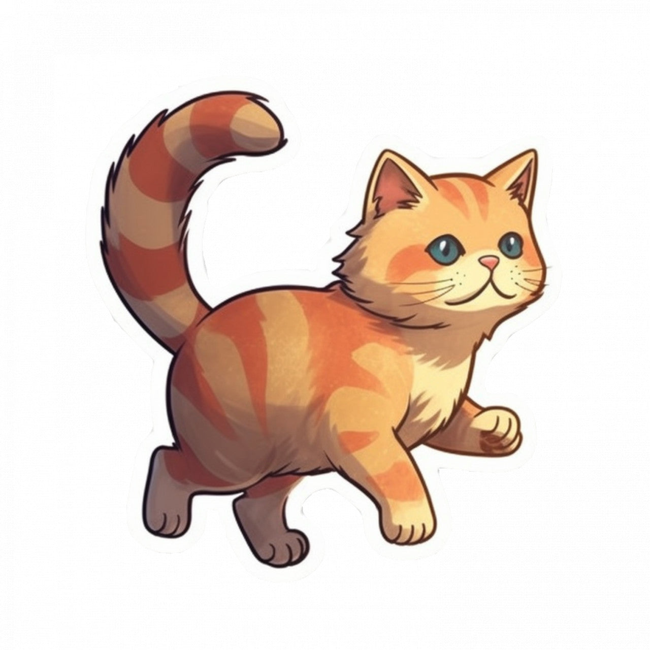 Set 5 bucati, Sticker decorativ, Pisica alintata, Rezistent la apa, NO10174, 6 cm, Multicolor