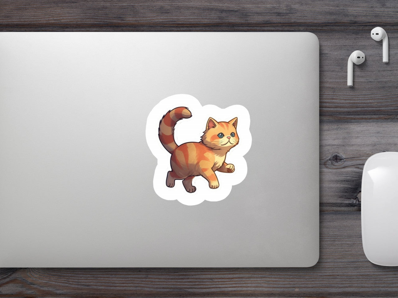 Set 5 bucati, Sticker decorativ, Pisica alintata, Rezistent la apa, NO10174, 6 cm, Multicolor