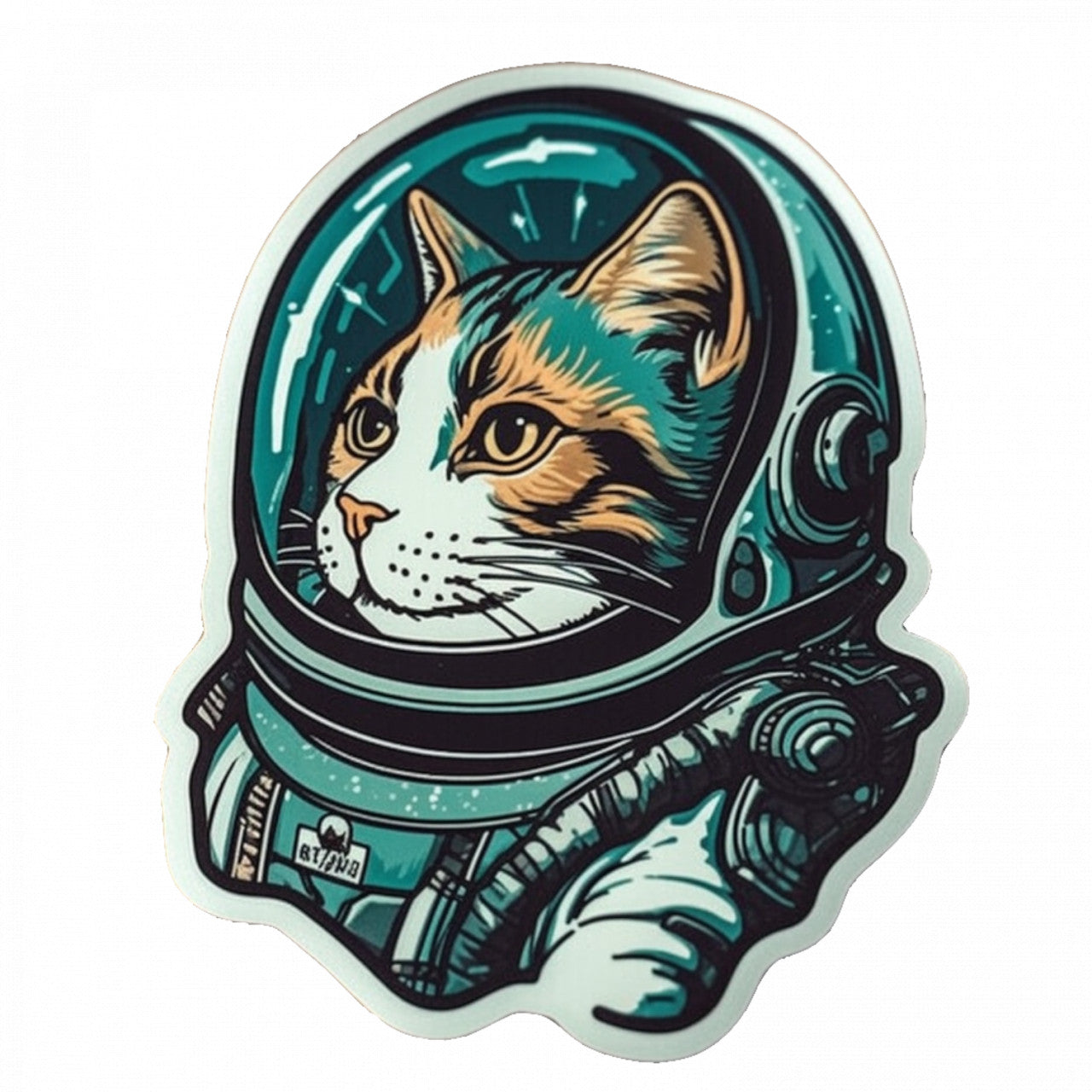 Set 5 bucati, Sticker decorativ, Pisica astronaut, Rezistent la apa, NO10176, 6 cm, Multicolor