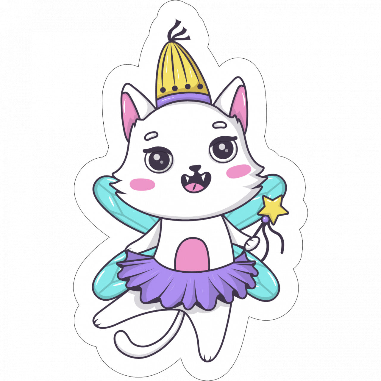 Set 5 bucati, Sticker decorativ, Pisica balerina, Rezistent la apa, NO10177, 6 cm, Multicolor