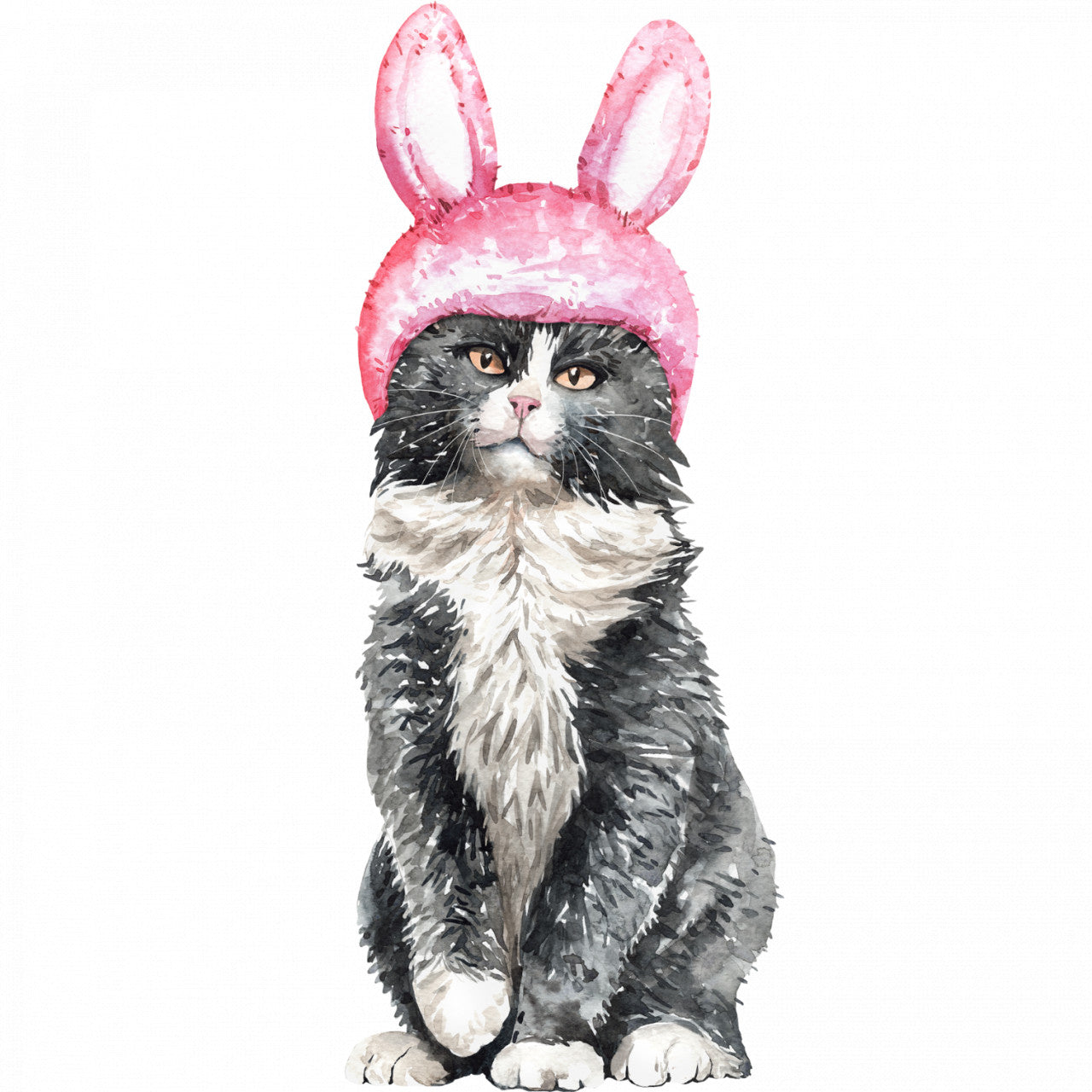 Set 5 bucati, Sticker decorativ, Pisica cu bentita, Rezistent la apa, NO10186, 6 cm, Multicolor