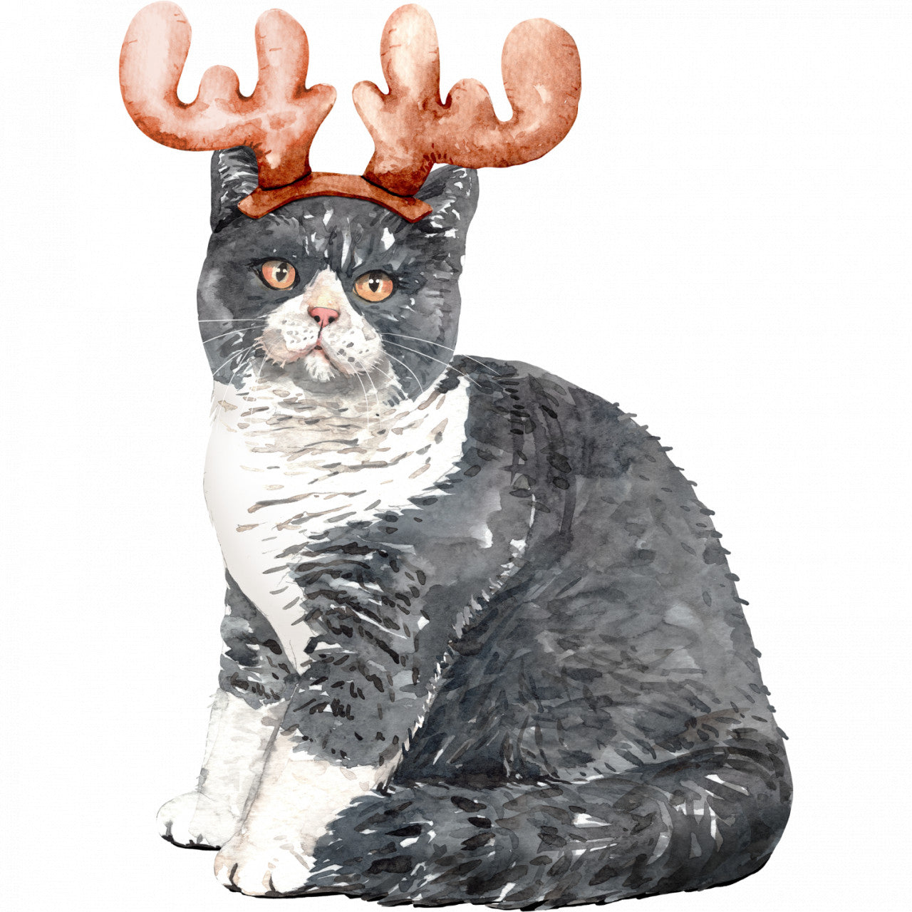 Set 5 bucati, Sticker decorativ, Pisica cu coarne, Rezistent la apa, NO10190, 6 cm, Multicolor