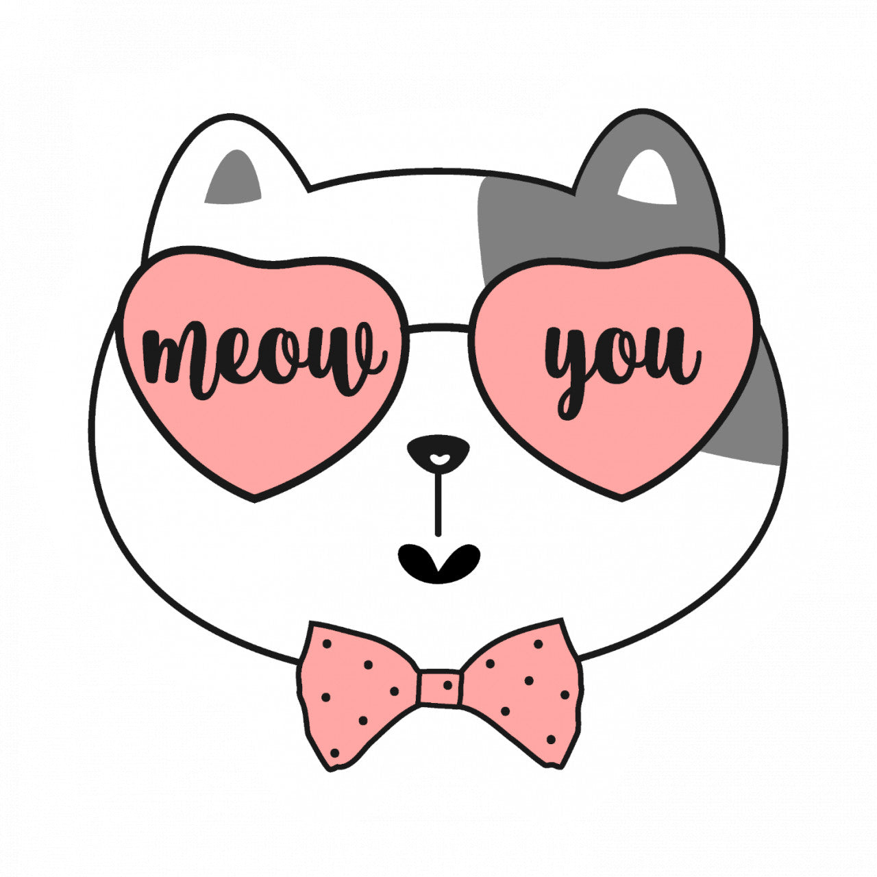 Set 5 bucati, Sticker decorativ, Pisica cu papion, Rezistent la apa, NO10199, 6 cm, Multicolor