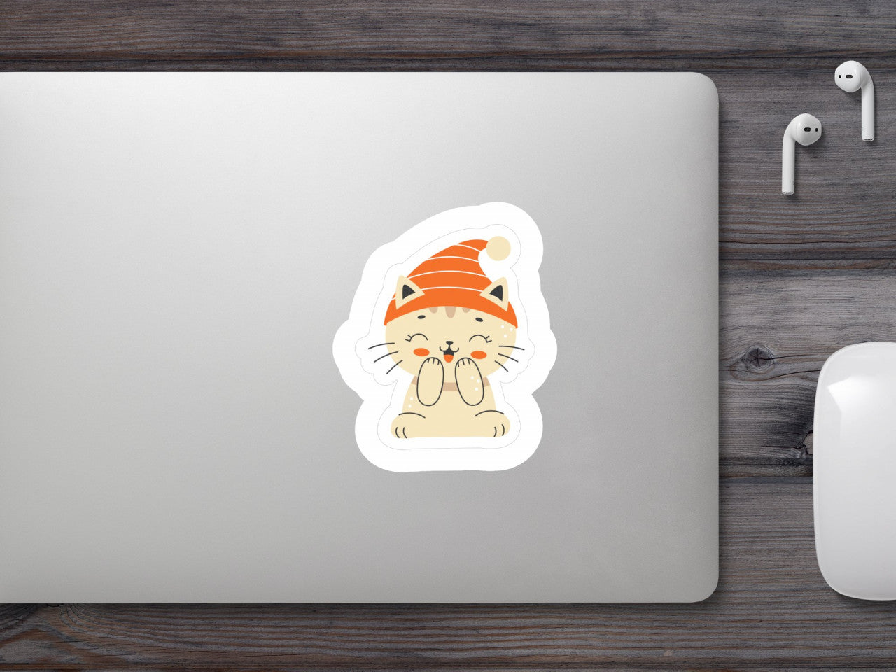 Set 5 bucati, Sticker decorativ, Pisica draguta, Rezistent la apa, NO10212, 6 cm, Multicolor