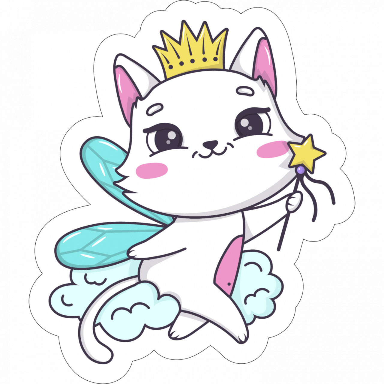 Set 5 bucati, Sticker decorativ, Pisica fermecata, Rezistent la apa, NO10218, 6 cm, Multicolor