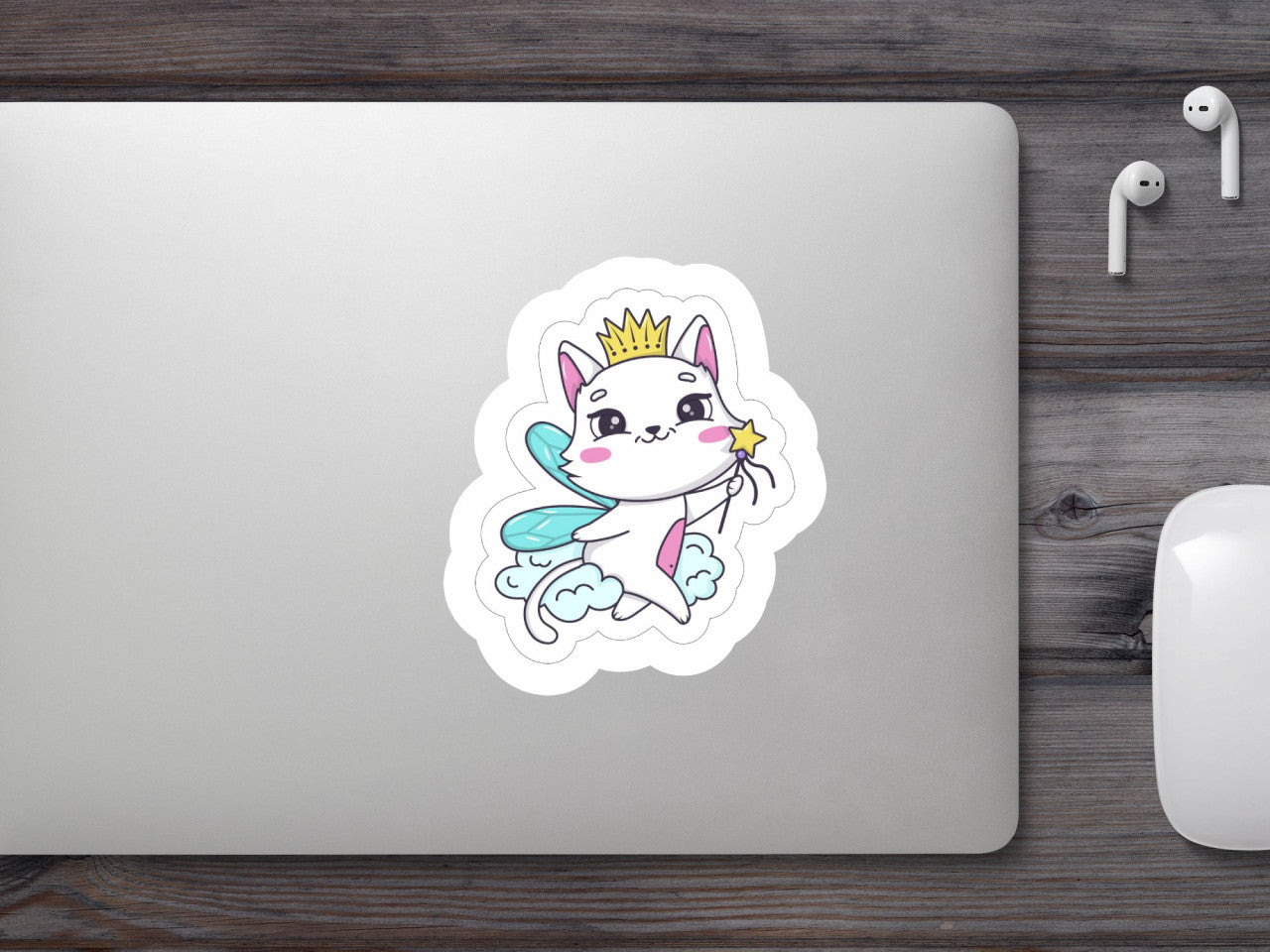 Set 5 bucati, Sticker decorativ, Pisica fermecata, Rezistent la apa, NO10218, 6 cm, Multicolor